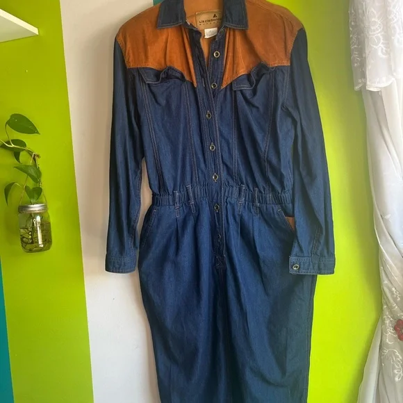 Denim Corduroy Western Dress - Picture 2 of 7